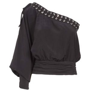 NWT REDEMPTION One Shoulder Lace Up Silk Top